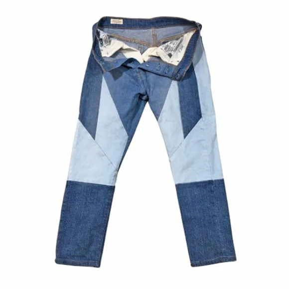 LEVI'S 501® Patchwork Stretch Skinny Blue Jeans Size 30x26 - Picture 4 of 9